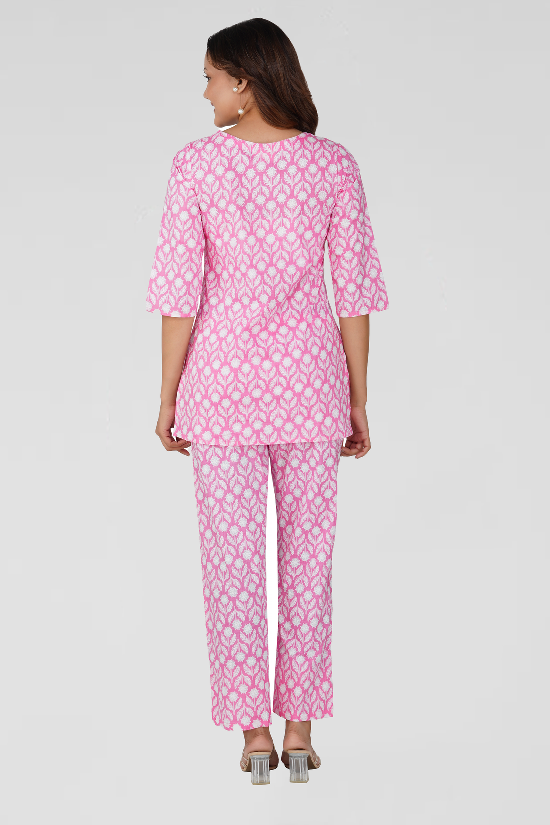 Light Pink Cotton Printed Pyjama Set