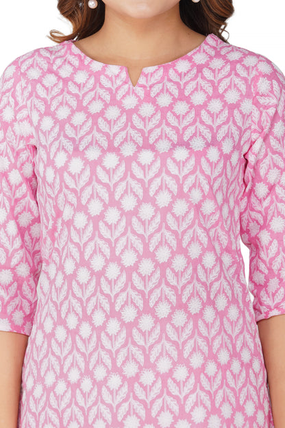 Light Pink Cotton Printed Pyjama Set