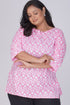 Light Pink Plus Size Cotton Printed Kurti