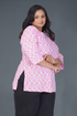 Light Pink Plus Size Cotton Printed Kurti