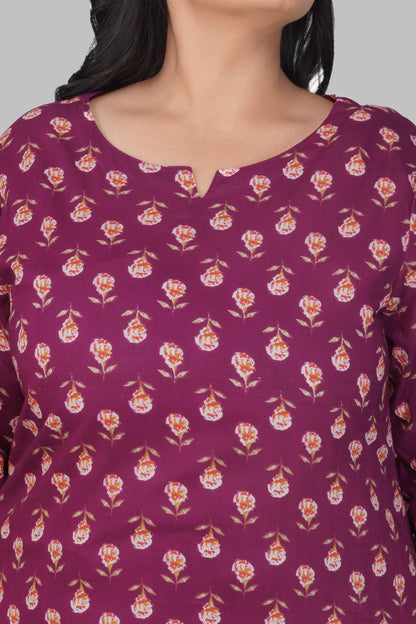 Mulberry Plus Size Cotton Printed Pyjama Set