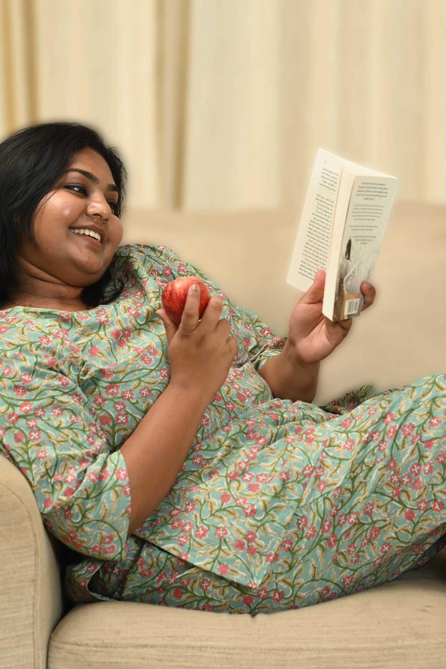 Mint Floral Plus Size Cotton Printed Pyjama Set