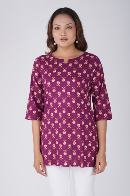 Mulberry Cotton Printed Kurti