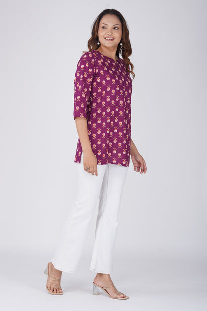 Mulberry Cotton Printed Kurti