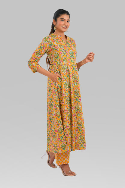 Marigold Cotton Printed Kurta Set