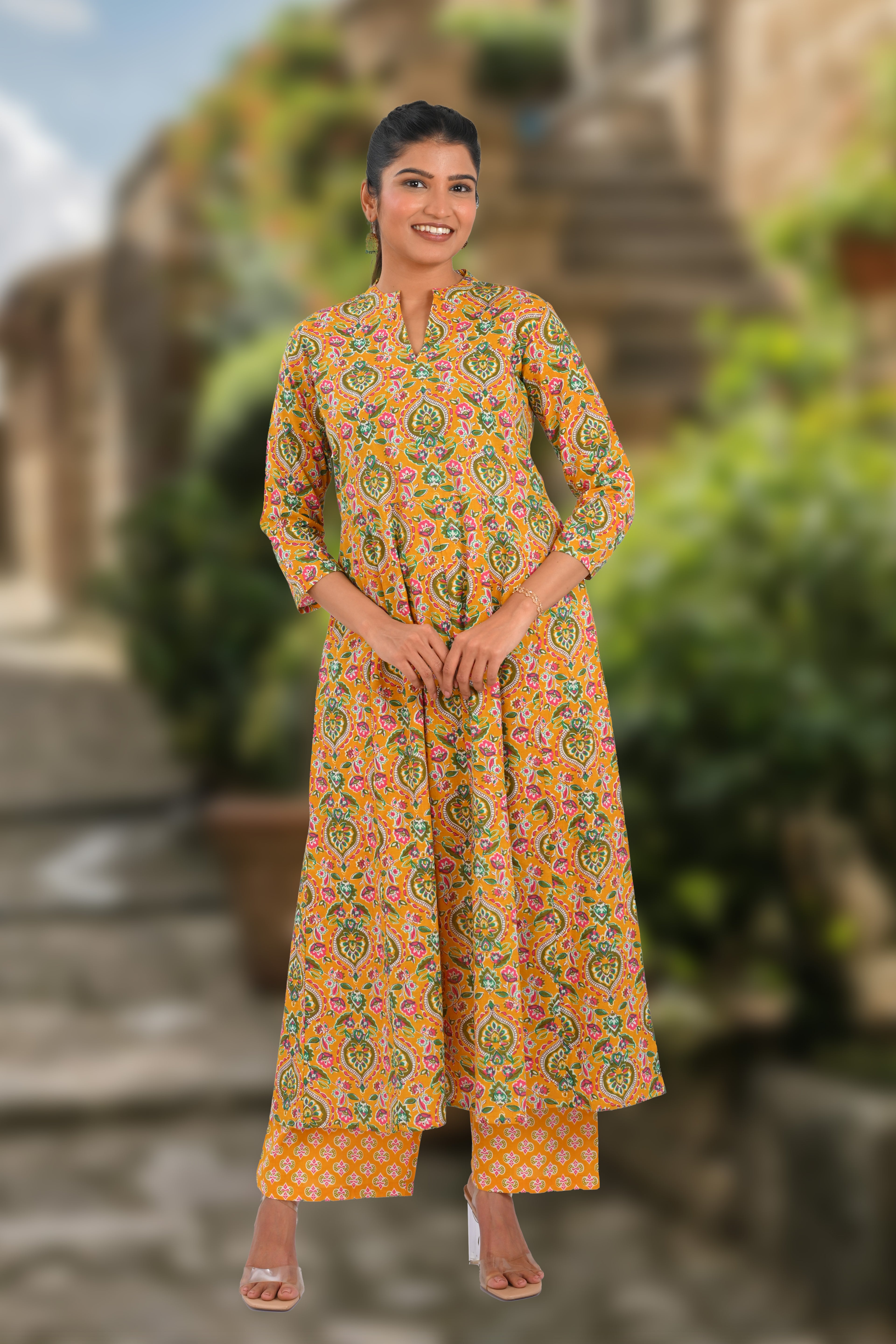 Marigold Cotton Printed Kurta Set