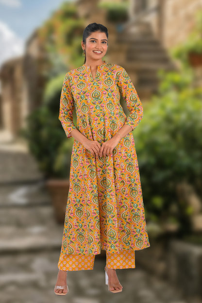 Marigold Cotton Printed Kurta Set