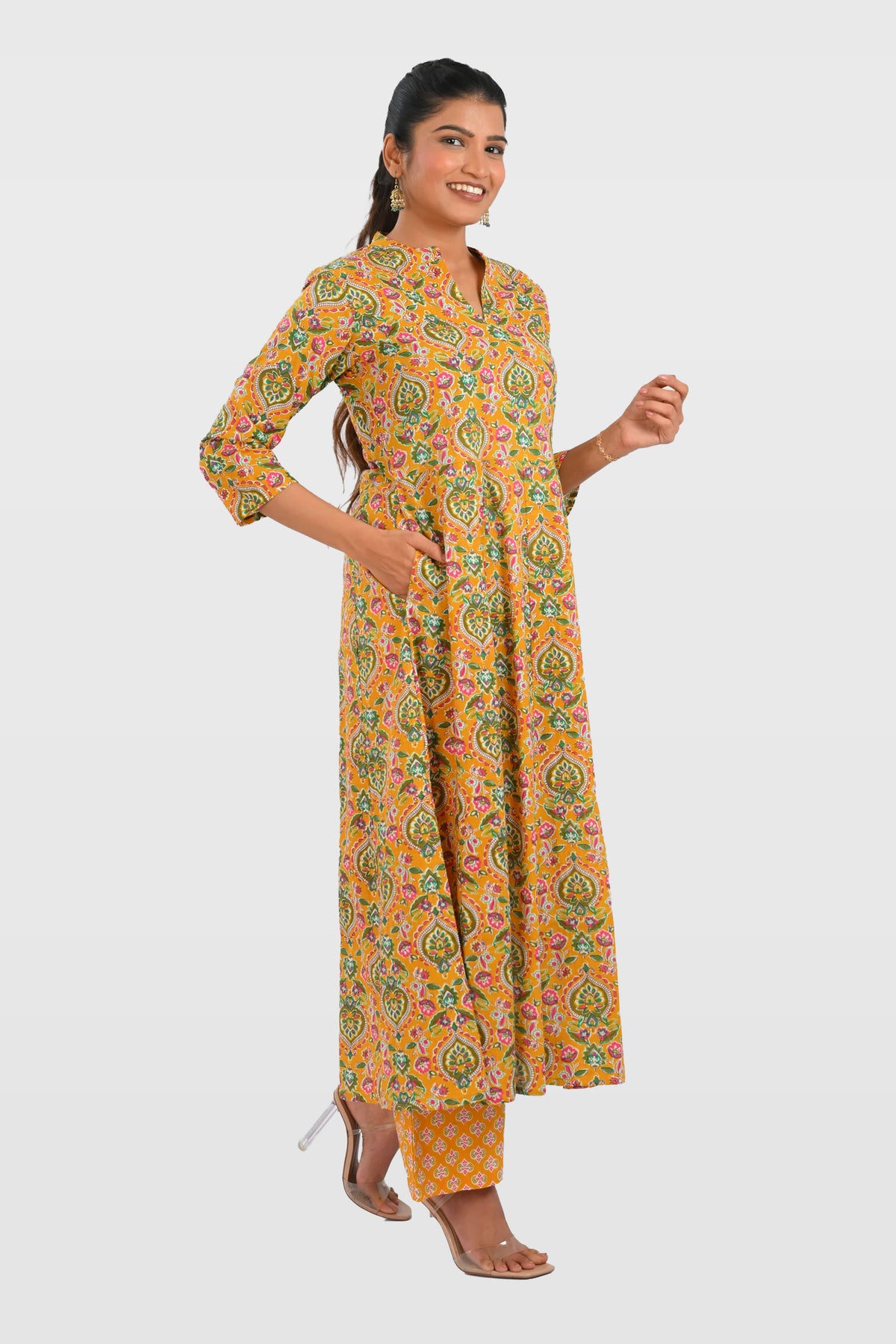 Marigold Cotton Printed Kurta Set