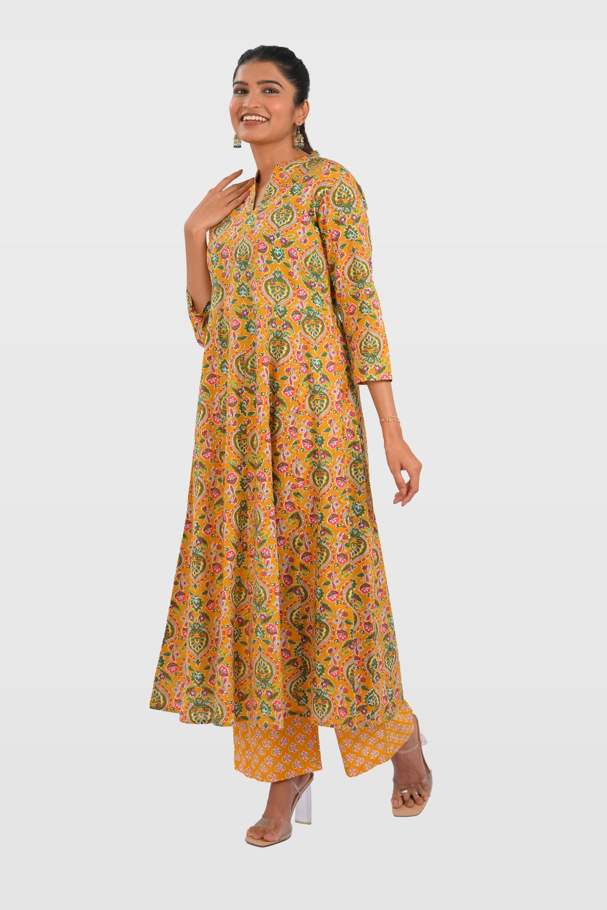 Marigold Cotton Printed Kurta Set