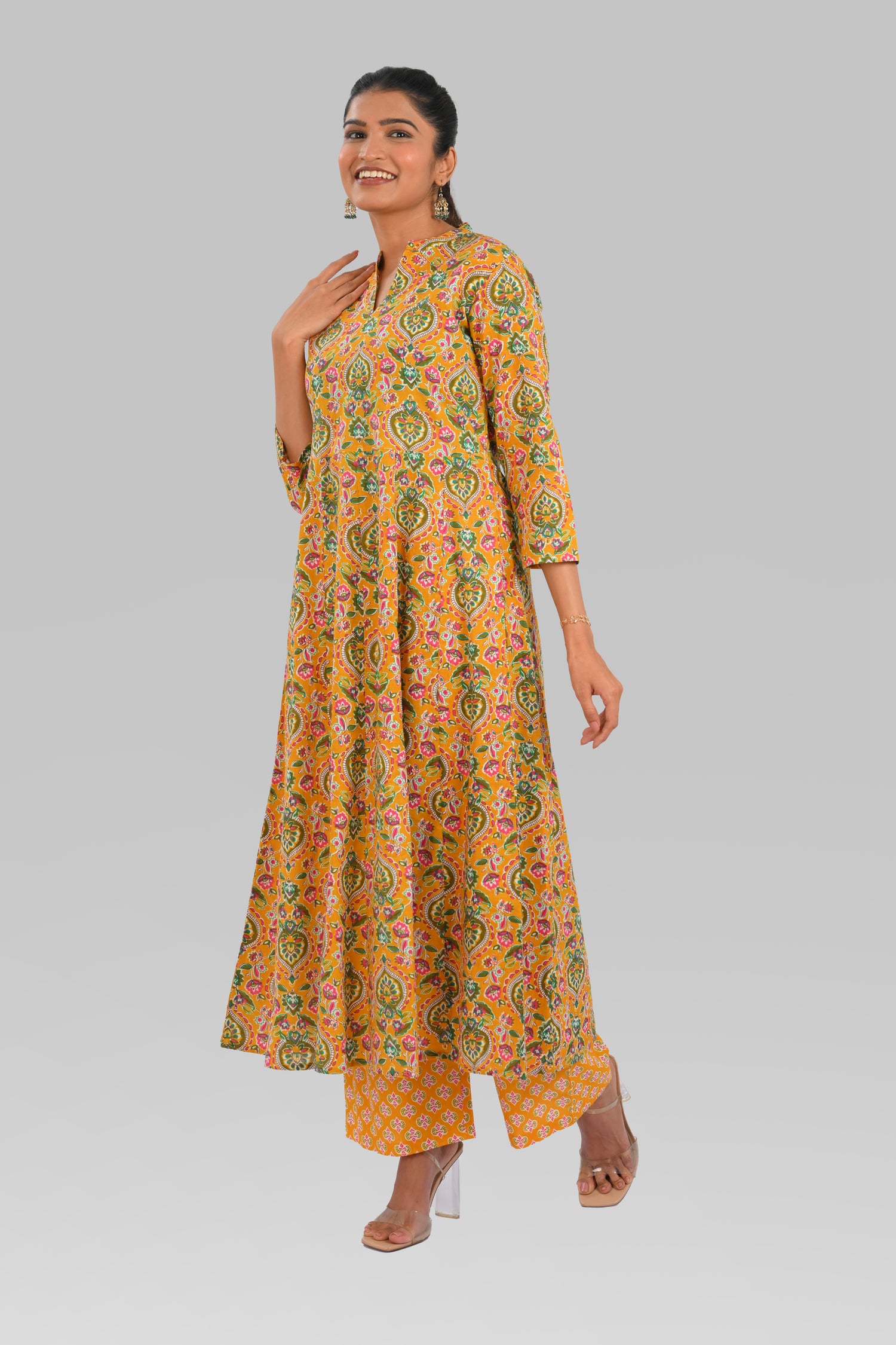 Marigold Cotton Printed Kurta Set