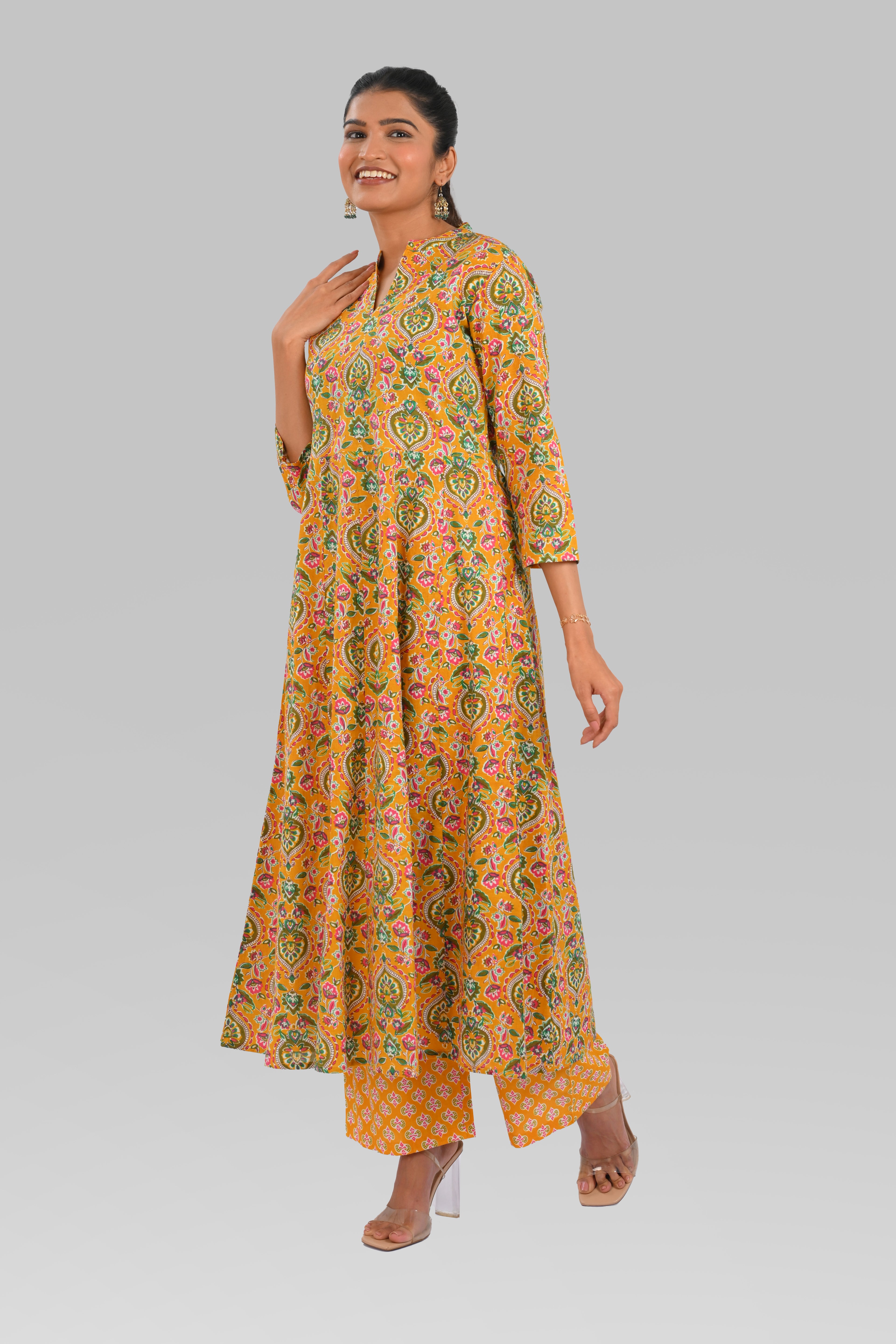 Marigold Cotton Printed Kurta Set