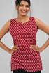 Maroon Cotton Printed Sleeveless Kurti