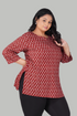 Maroon Butta Plus Size Cotton Printed Kurti