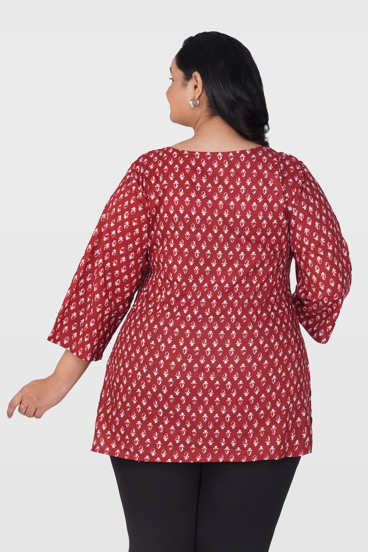 Maroon Butta Plus Size Cotton Printed Kurti