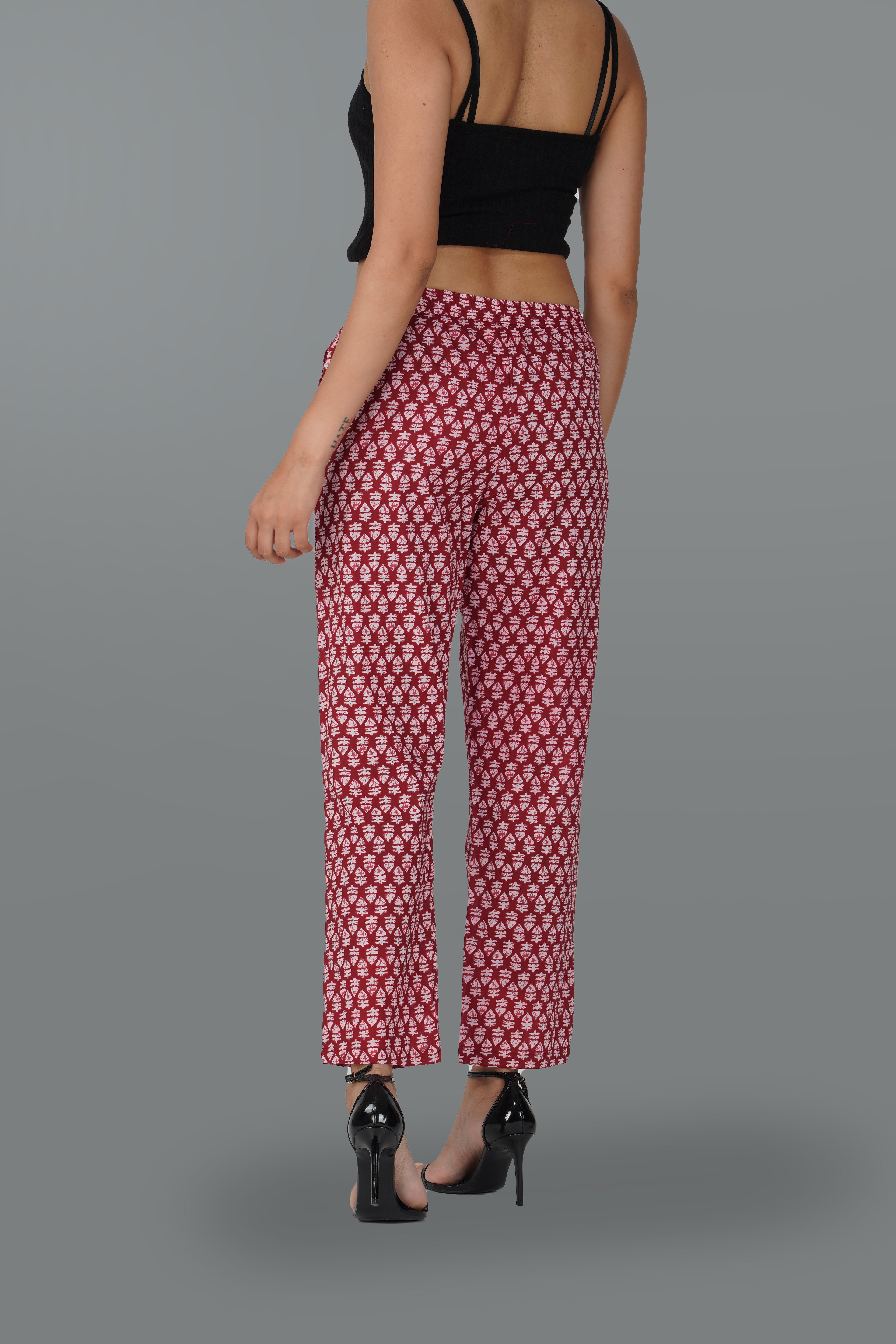 Maroon Cotton Printed Bottom