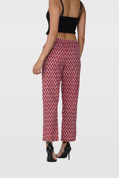 Maroon Cotton Printed Bottom