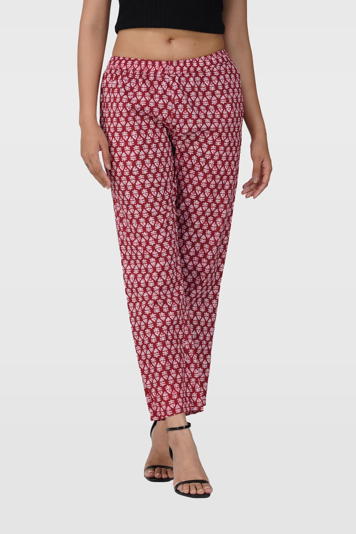 Maroon Cotton Printed Bottom