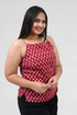 Maroon Cotton Printed Strap Top