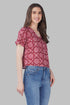 Maroon Mandala V Neck Cotton Printed Top
