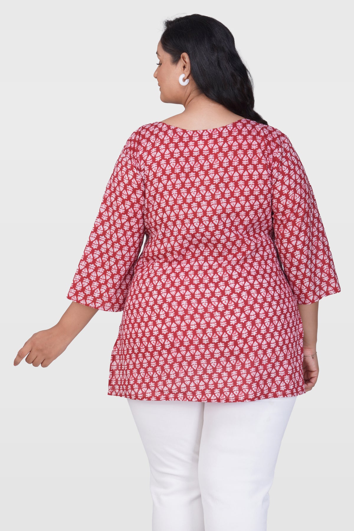 Maroon Plus Size Cotton Printed Kurti