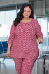 Maroon Plus Size Cotton Printed Pyjama Set