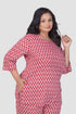 Maroon Plus Size Cotton Printed Pyjama Set