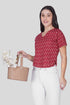 Maroon V Neck Cotton Printed Top