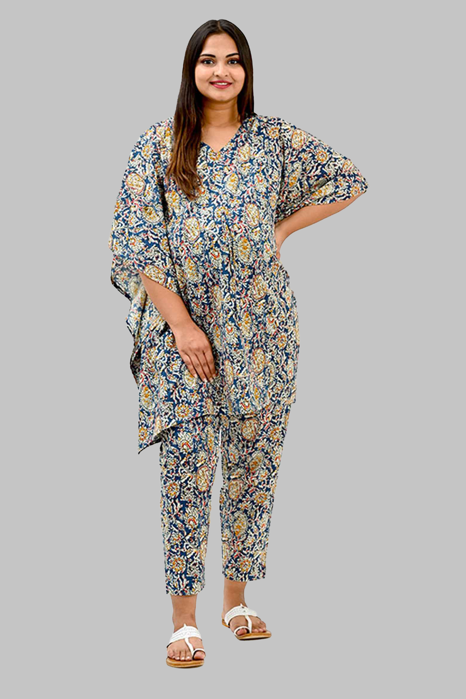 Maternity and Feeding Kaftan Set in Blue