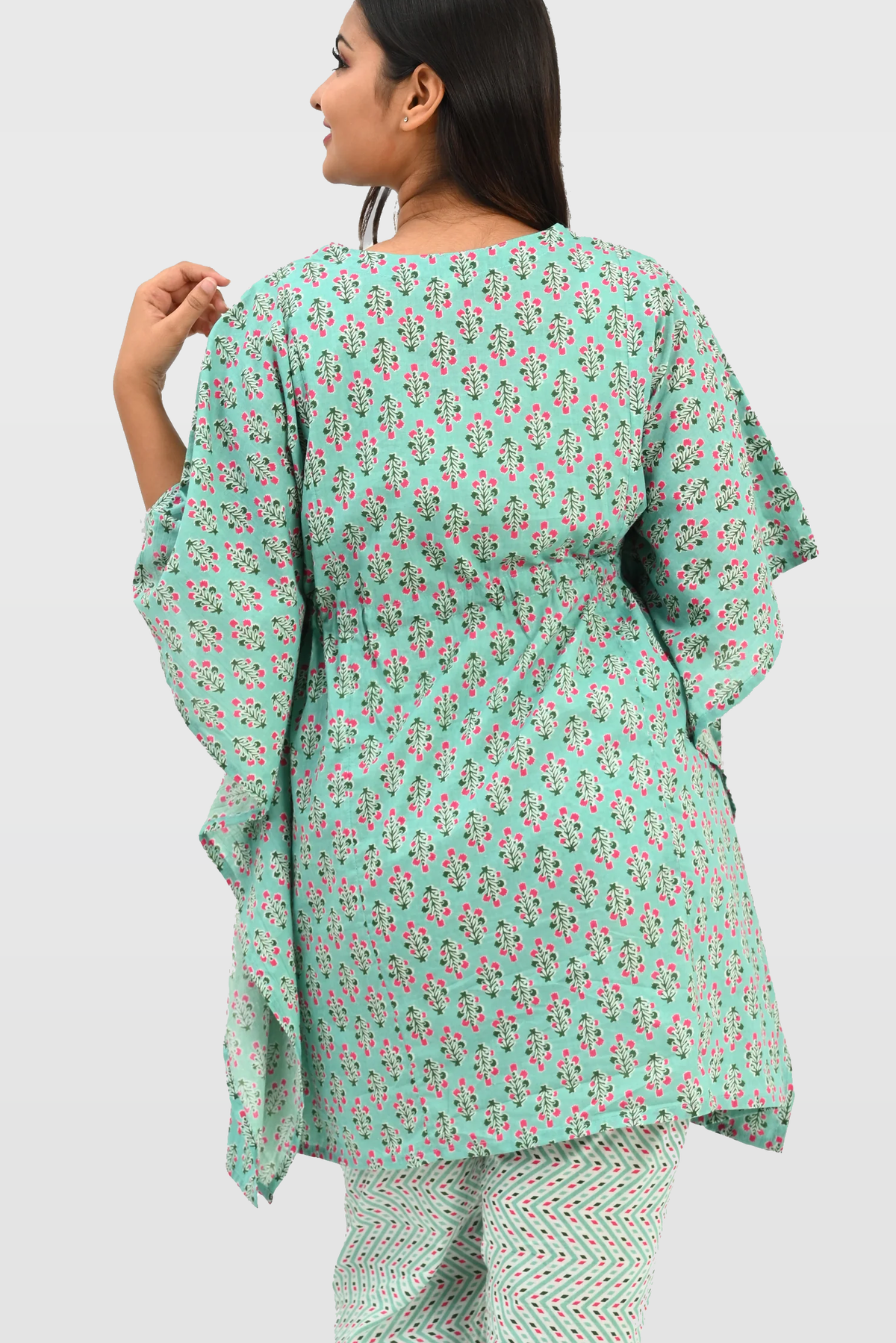 Maternity and Feeding Kaftan Set in Green
