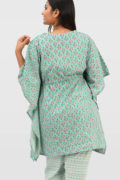 Maternity and Feeding Kaftan Set in Green