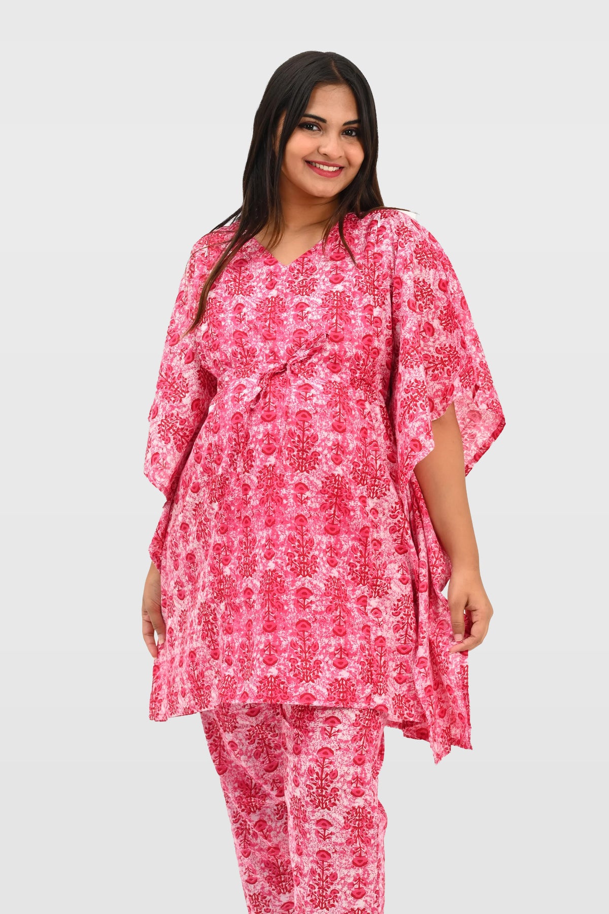 Maternity and Feeding Kaftan Set in Pink 