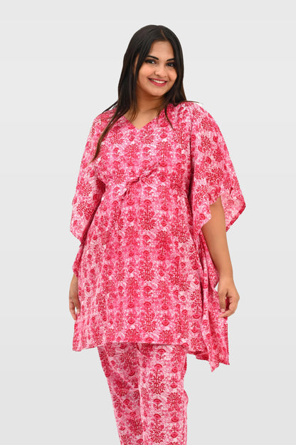 Maternity and Feeding Kaftan Set in Pink 