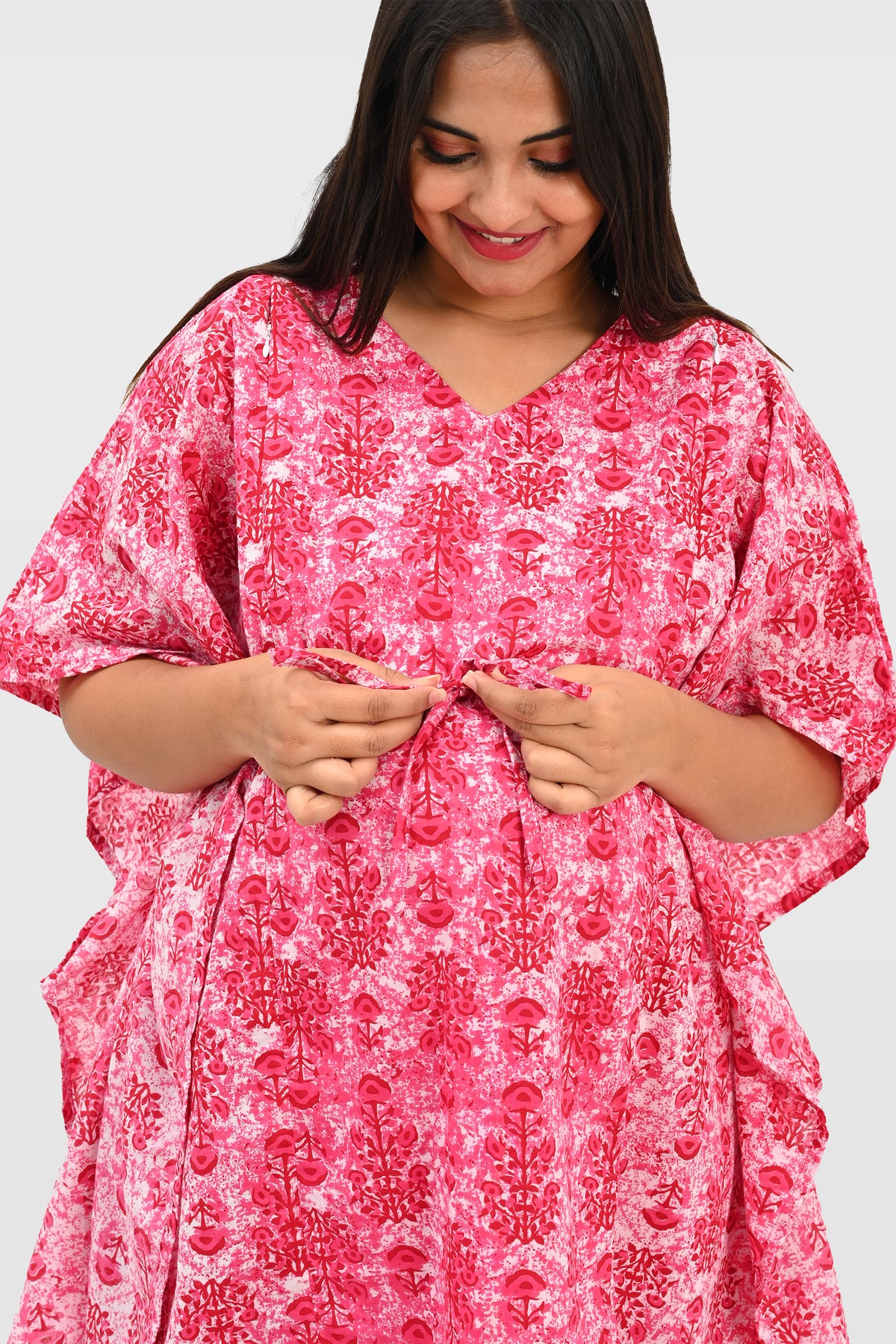 Maternity and Feeding Kaftan Set in Pink