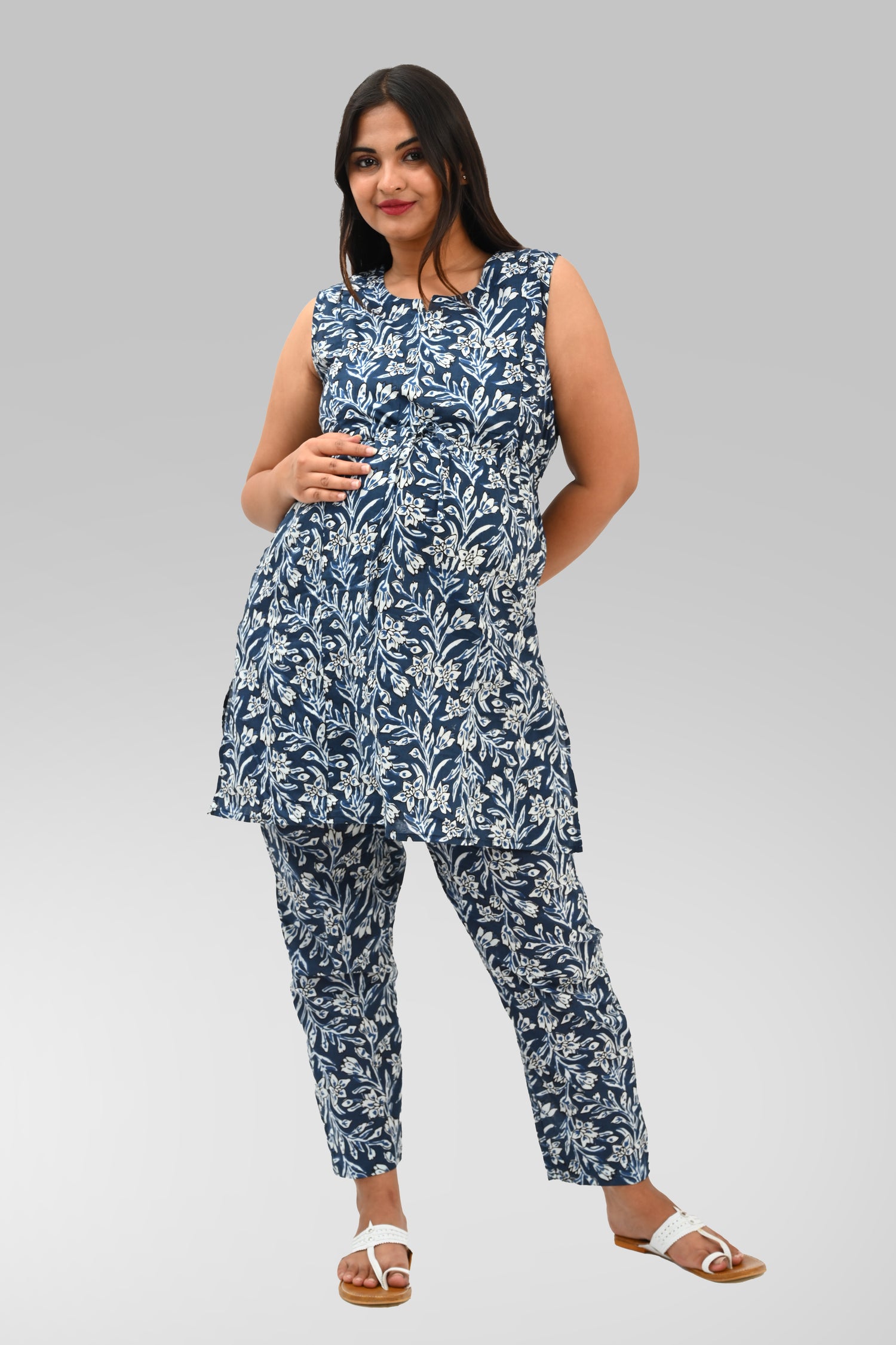 Maternity and Feeding Kurta Set in Blue