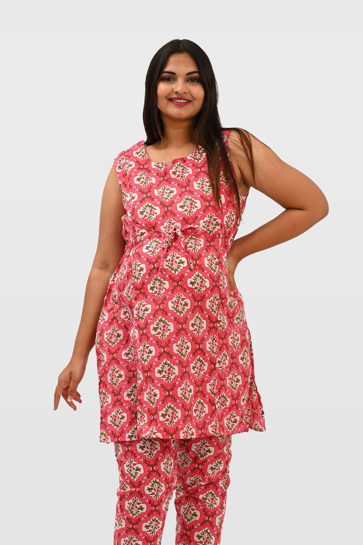 Maternity and Feeding Kurta Set in Pink