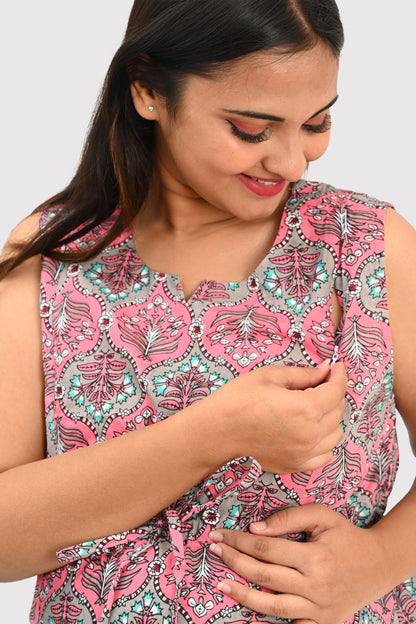 Maternity and Feeding Kurta Set in Rose
