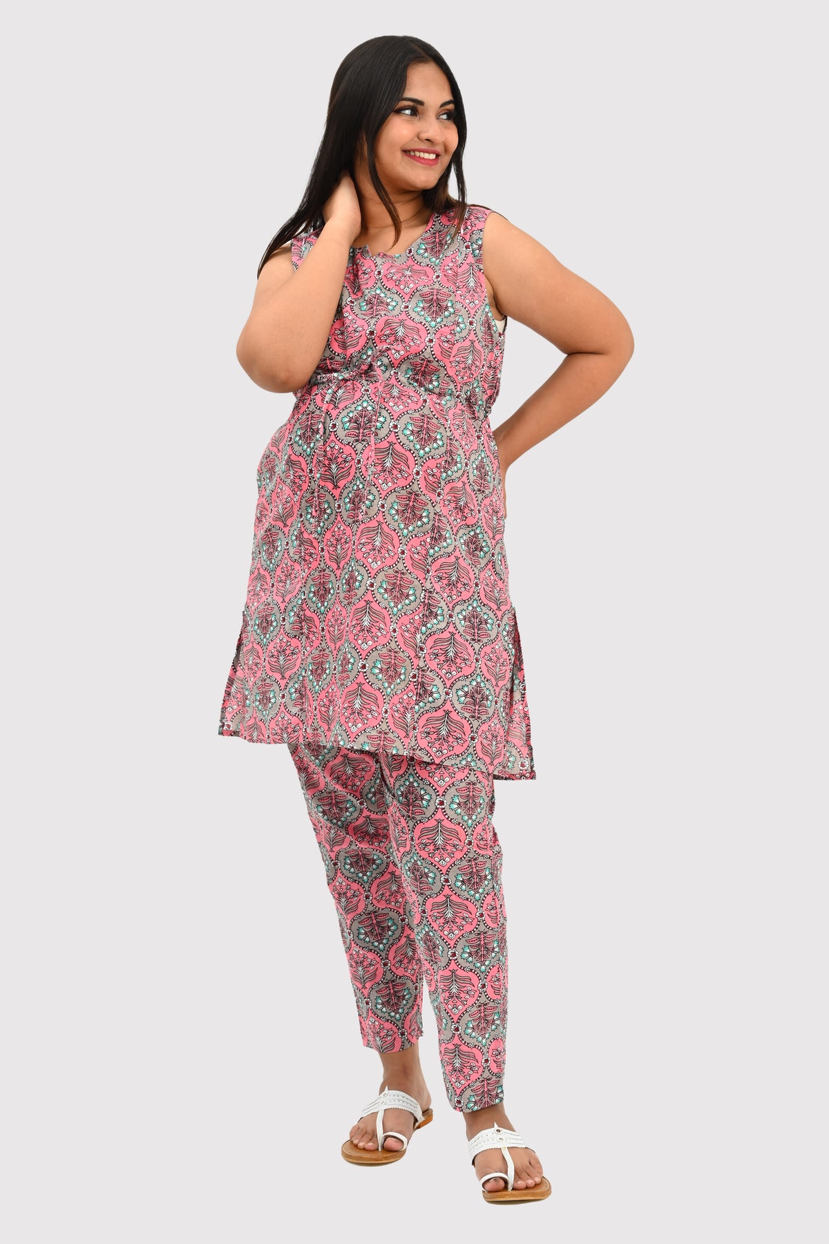 Maternity and Feeding Kurta Set in Rose