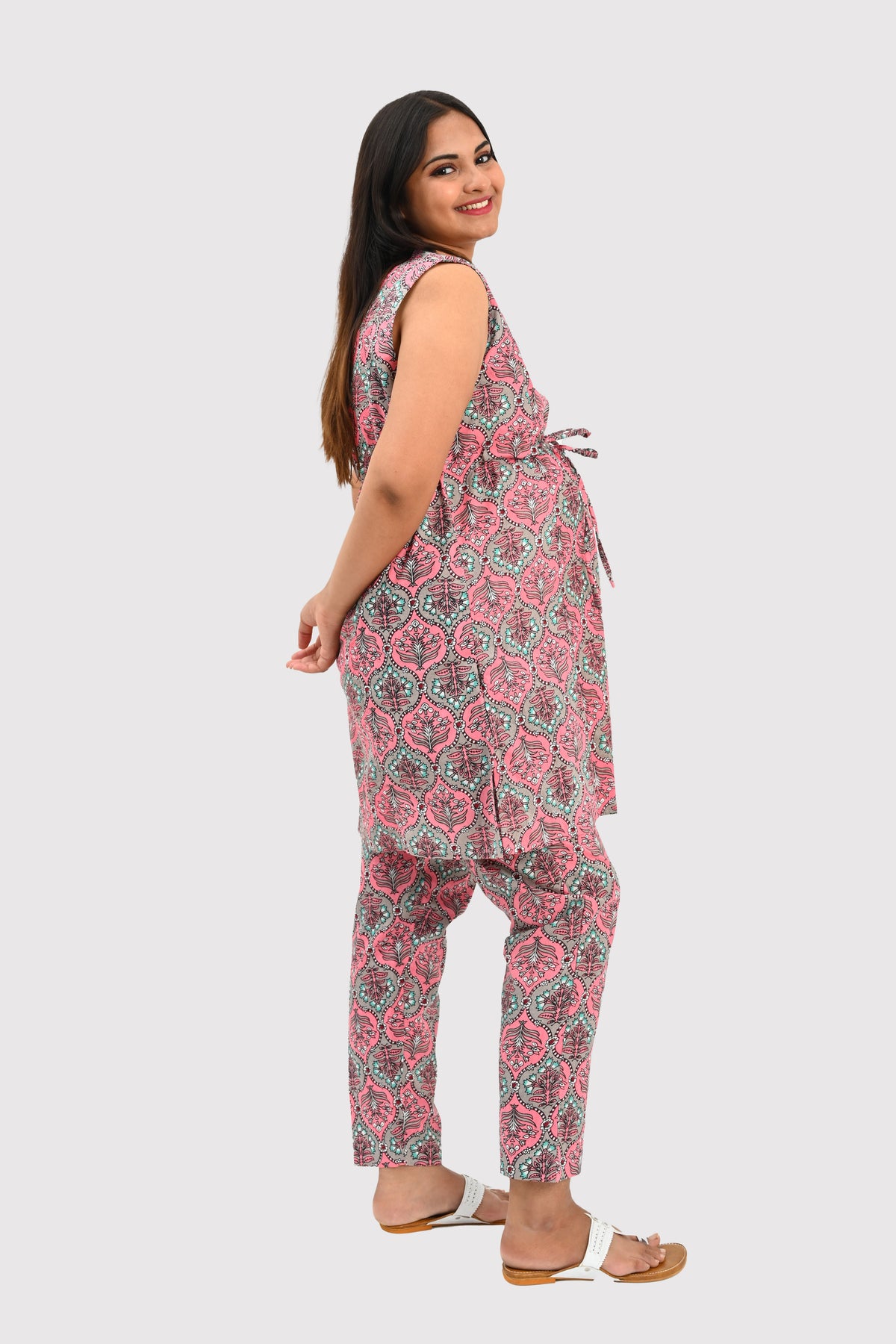Maternity and Feeding Kurta Set in Rose