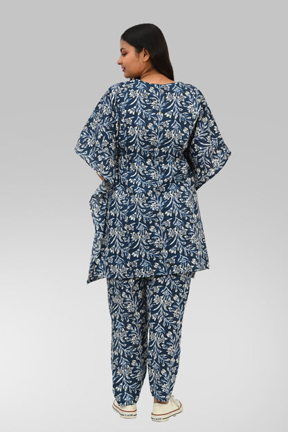 Maternity and Feeding Kaftan Set in Deep Blue