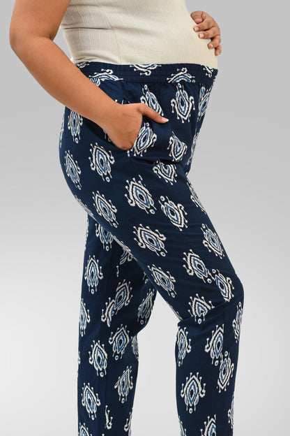 Maternity and Feeding Kaftan Set in Indigo