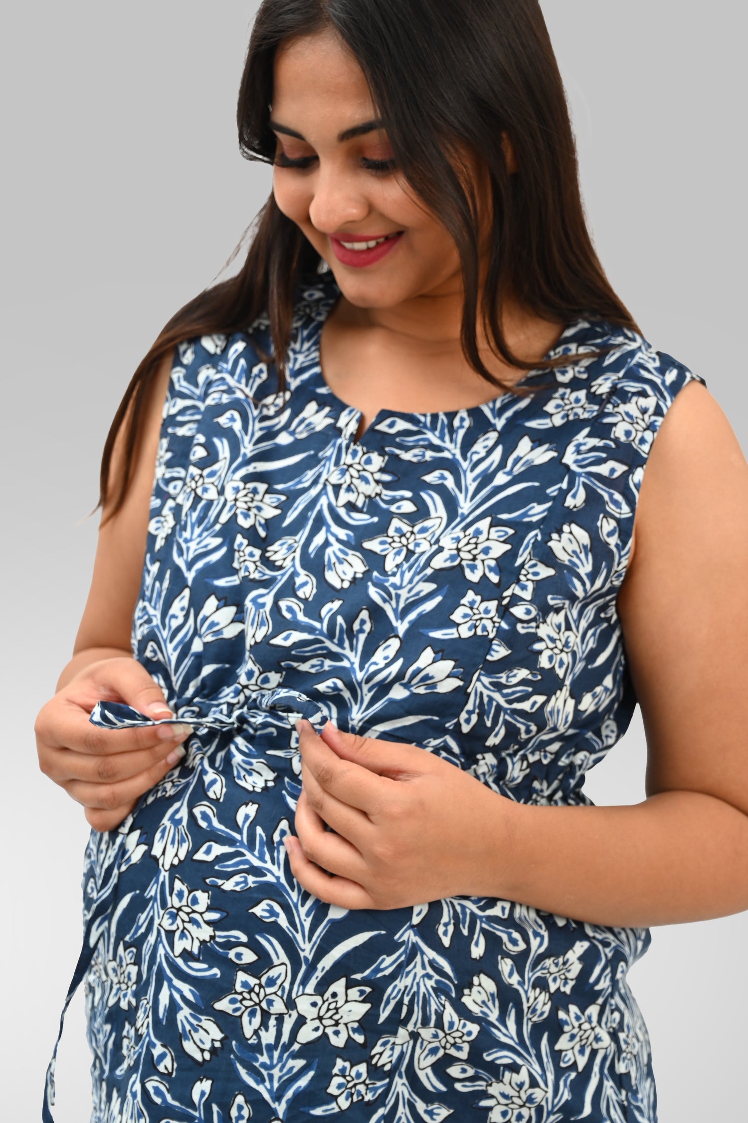 Maternity and Feeding Kurta Set in Blue