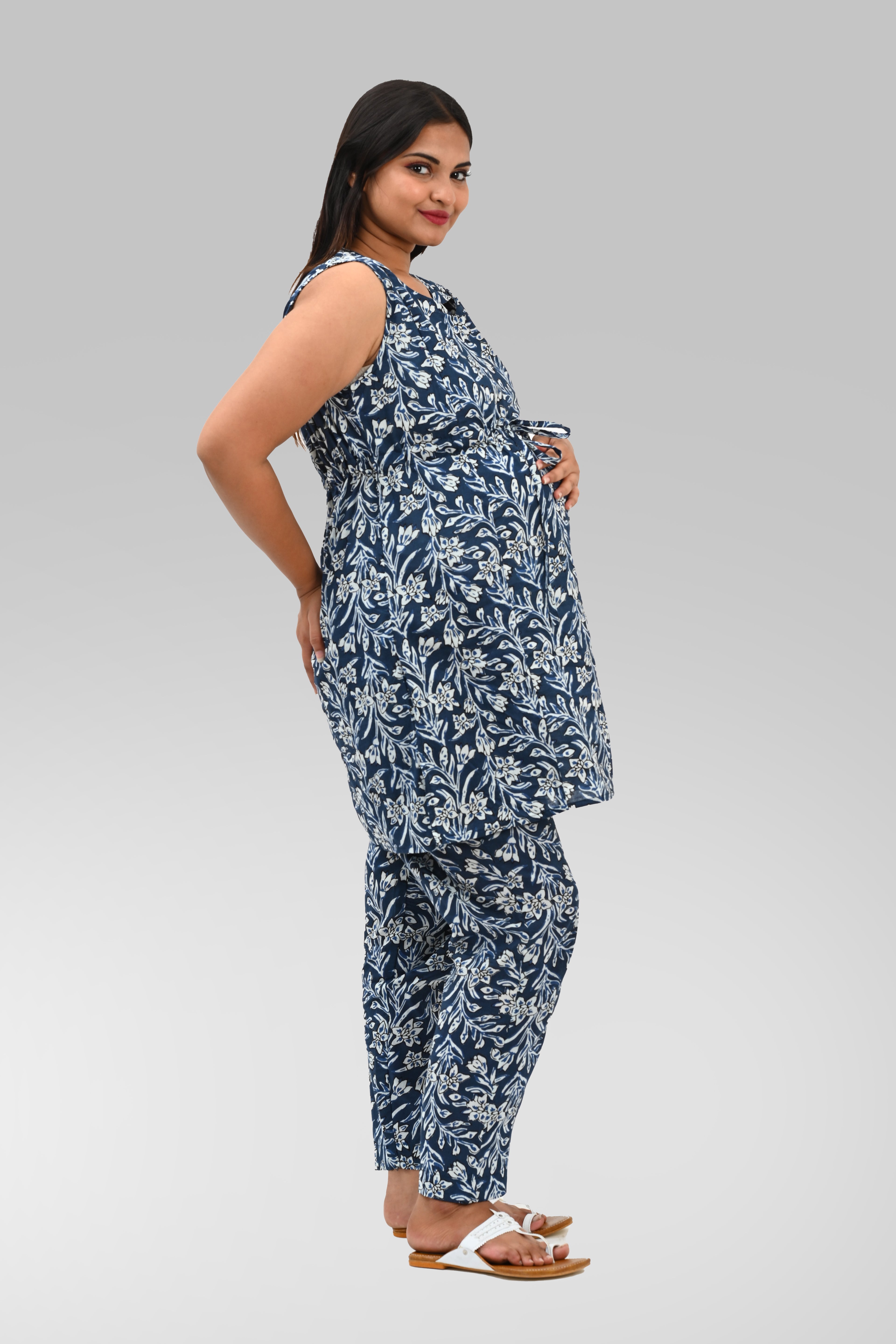 Maternity and Feeding Kurta Set in Blue