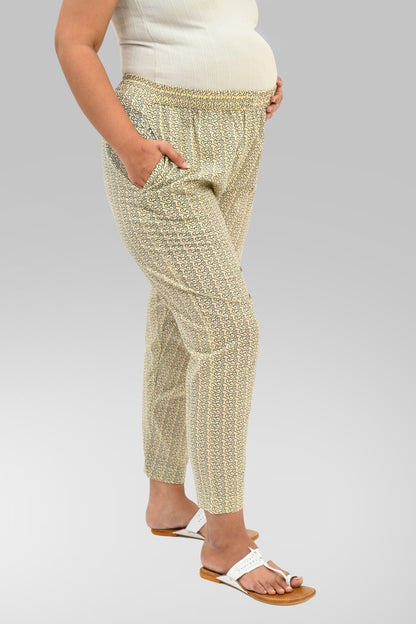 Maternity and Feeding Kurta Set in Cream and Blue