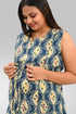 Maternity and Feeding Kurta Set in Cream and Blue