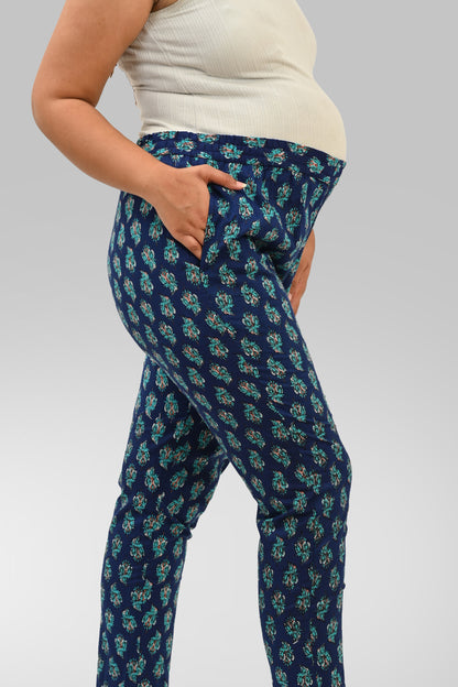 Maternity and Feeding Kurta Set in Deep Blue