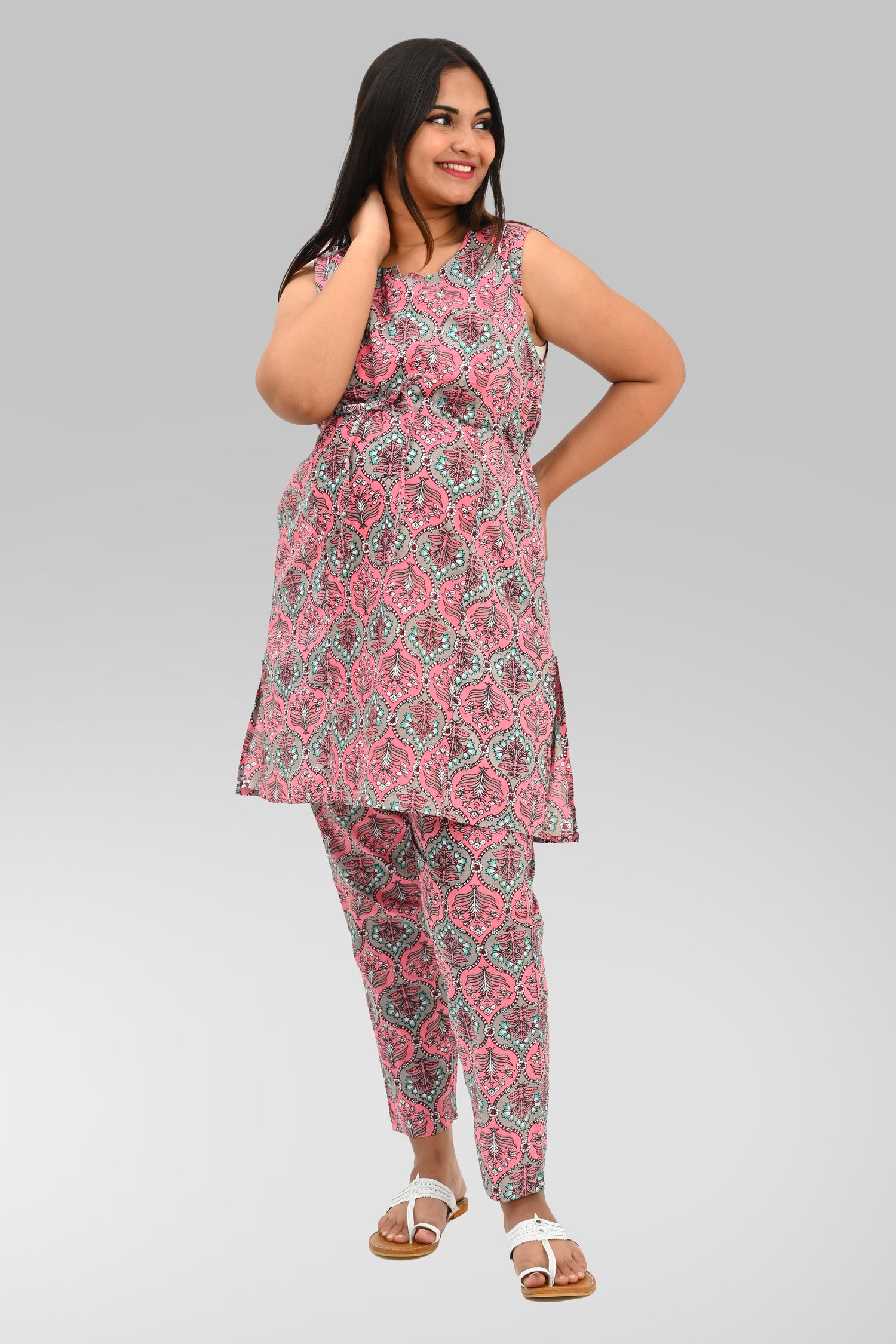 Maternity and Feeding Kurta Set in Rose