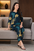Midnight Indigo Cotton Printed Pyjama Set