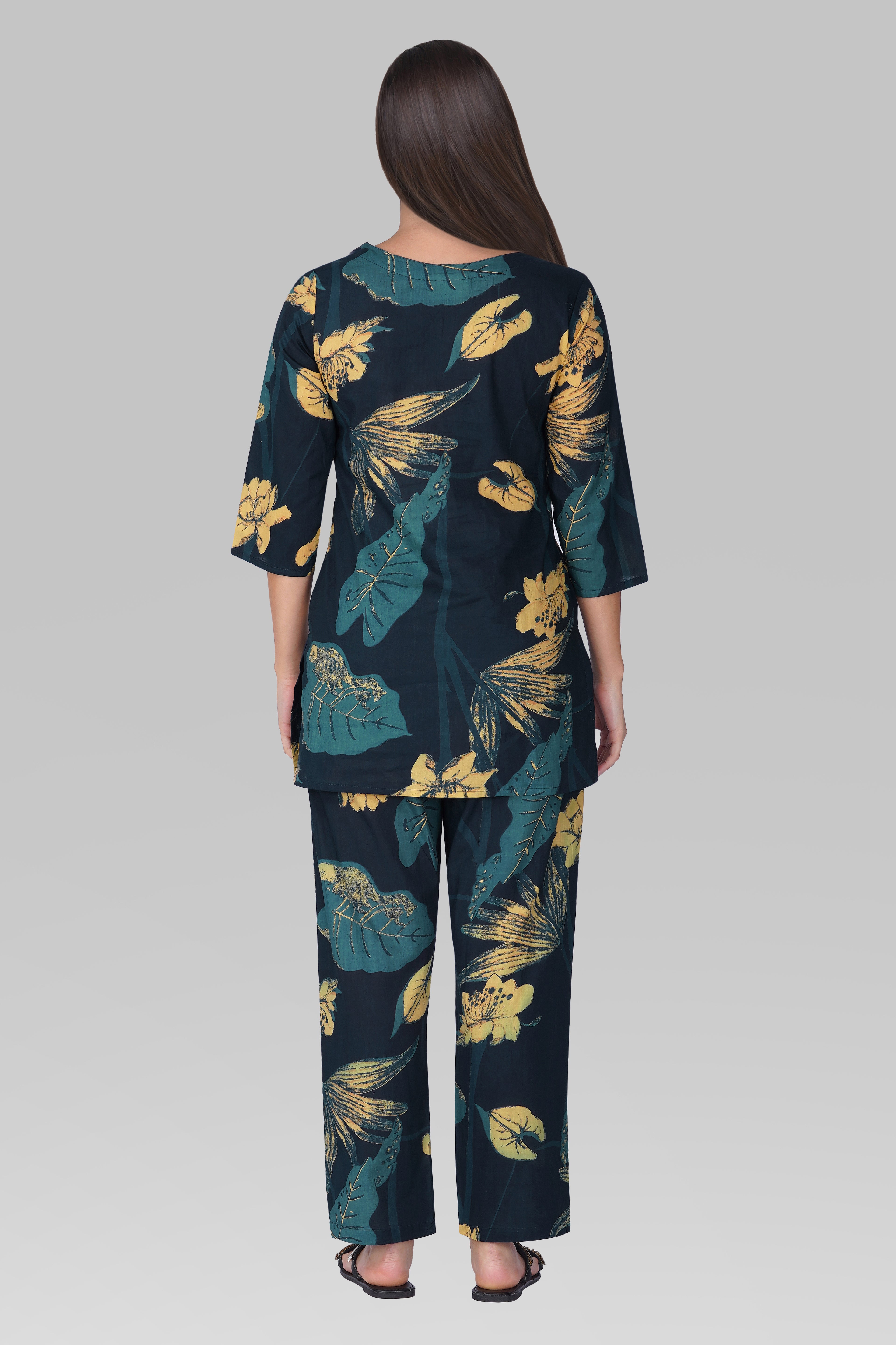 Midnight Indigo Cotton Printed Pyjama Set