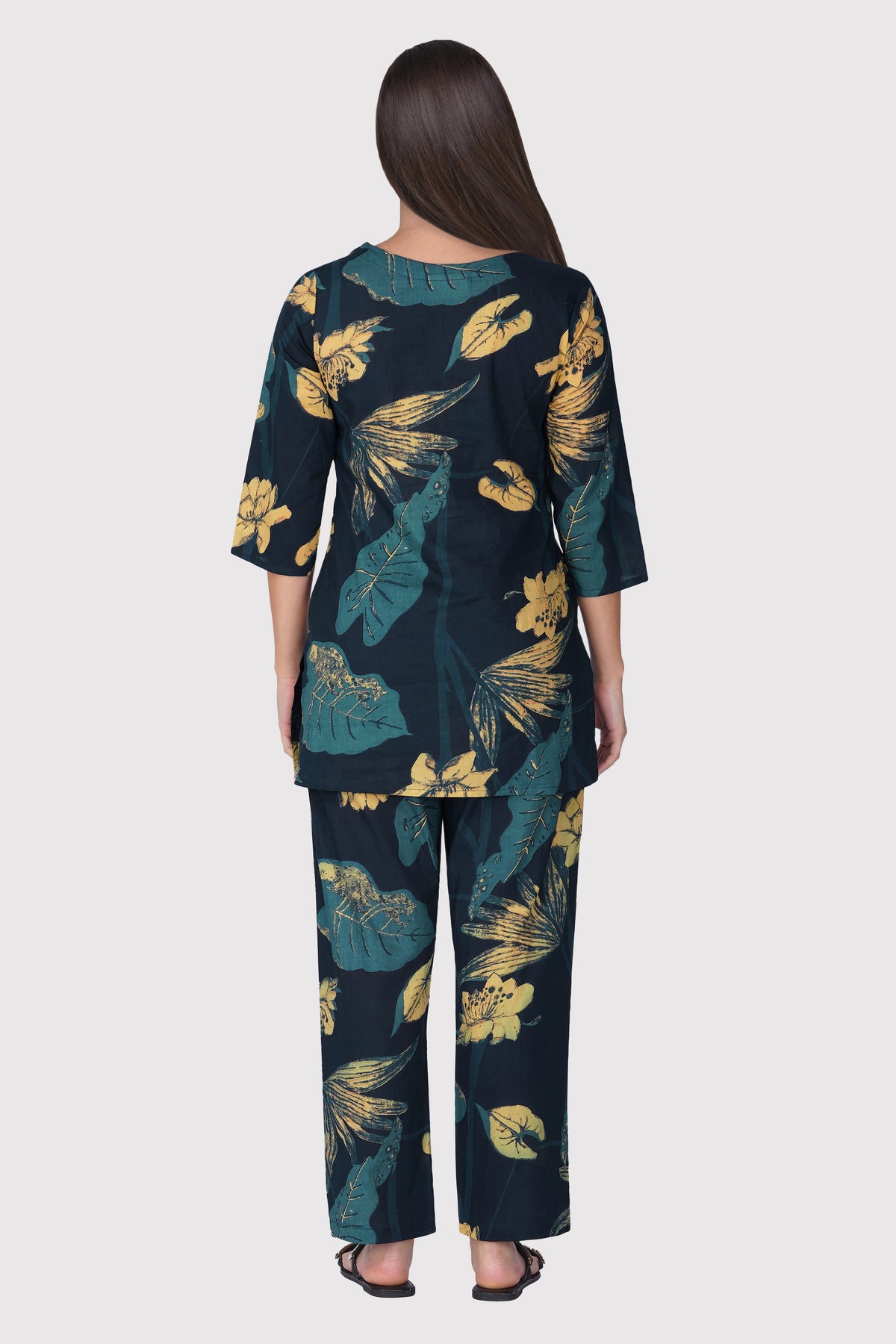 Midnight Indigo Cotton Printed Pyjama Set