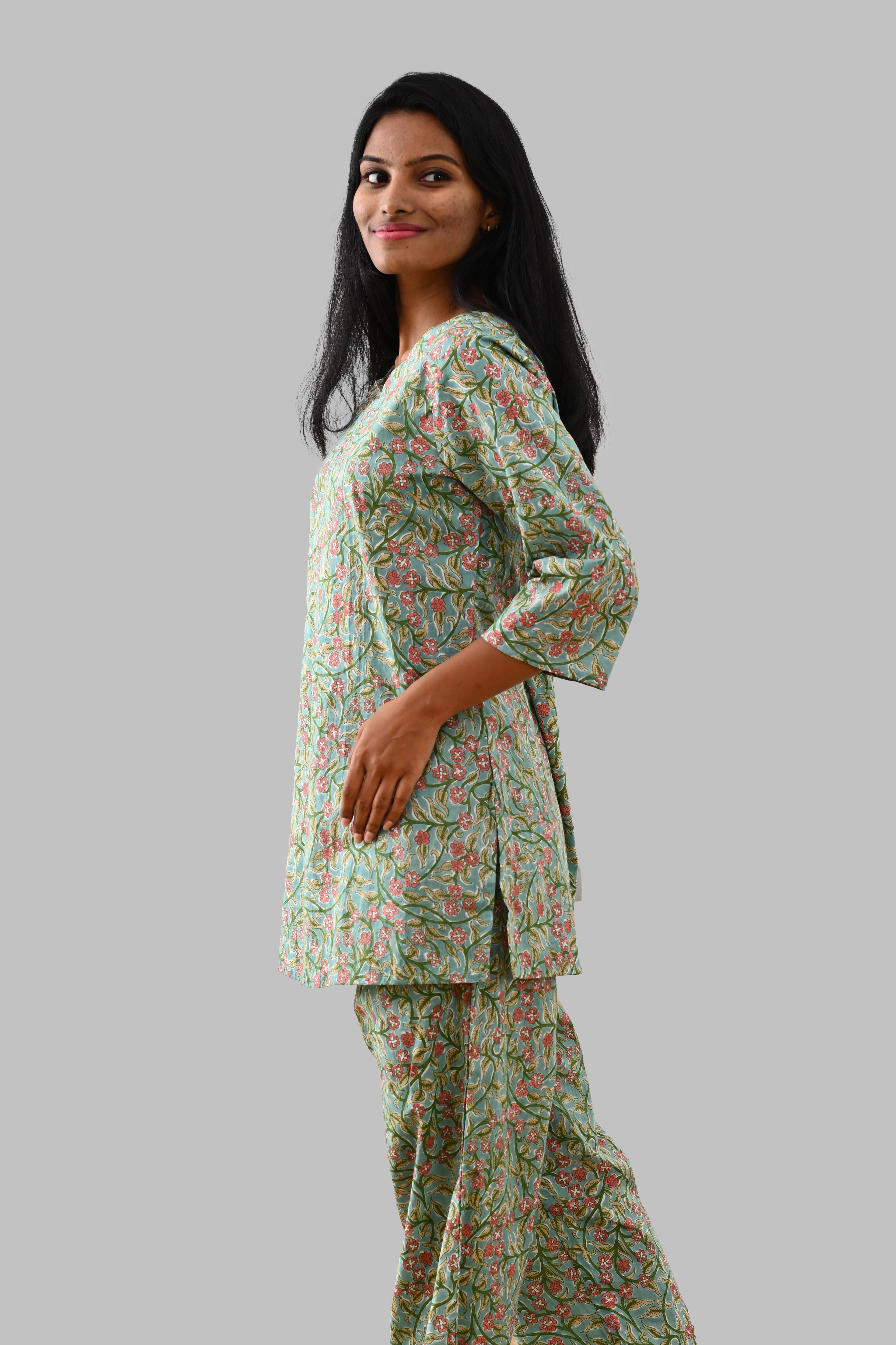 Mint Cotton Printed Pyjama Set